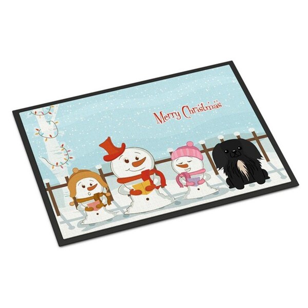Carolines Treasures Merry Christmas Carolers Pekingnese Black Indoor or Outdoor Mat, 24 x 0.25 x 36 in. BB2438JMAT - main